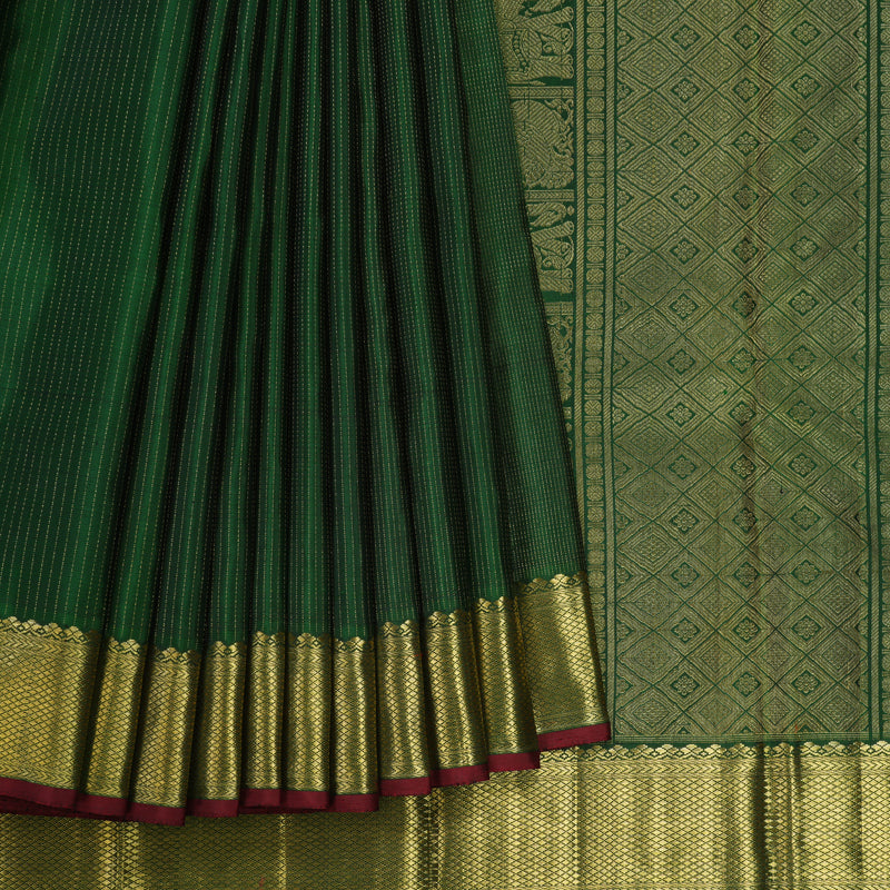 Hayagrivas Handloom Bottle Green Kanjivaram Silk Saree KBE1782K1-1
