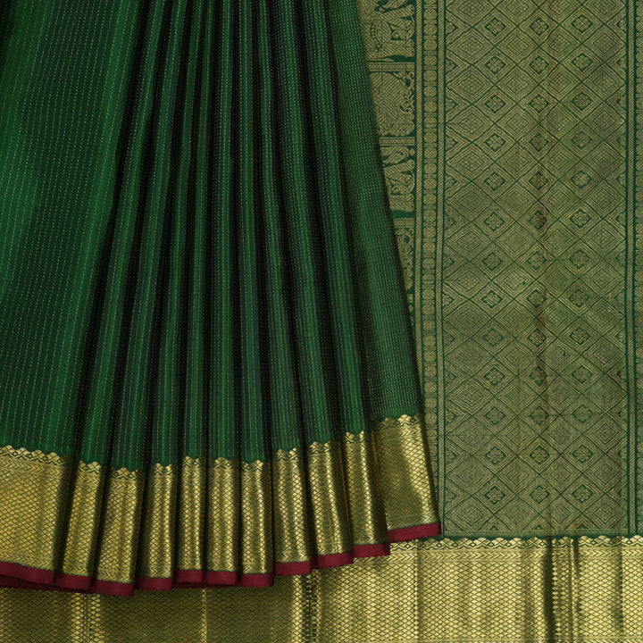 Hayagrivas Handloom Bottle Green Kanjivaram Silk Saree KBE1782K1-1