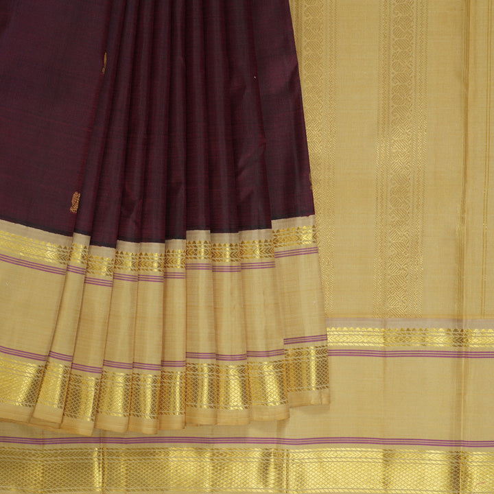 Hayagrivas Handloom Wine Kanjivaram Silk Saree with Sandal Border KBF15D1-4