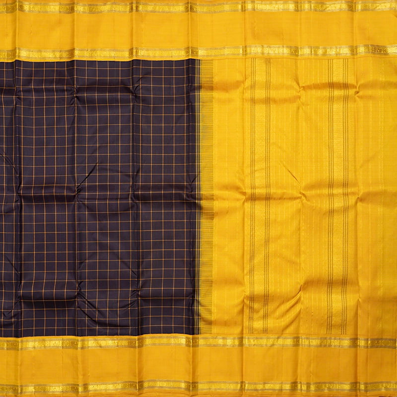 Hayagrivas Handloom Deep Purple Kanjivaram Silk Saree with Mustard Yellow Border KBF615G2-1