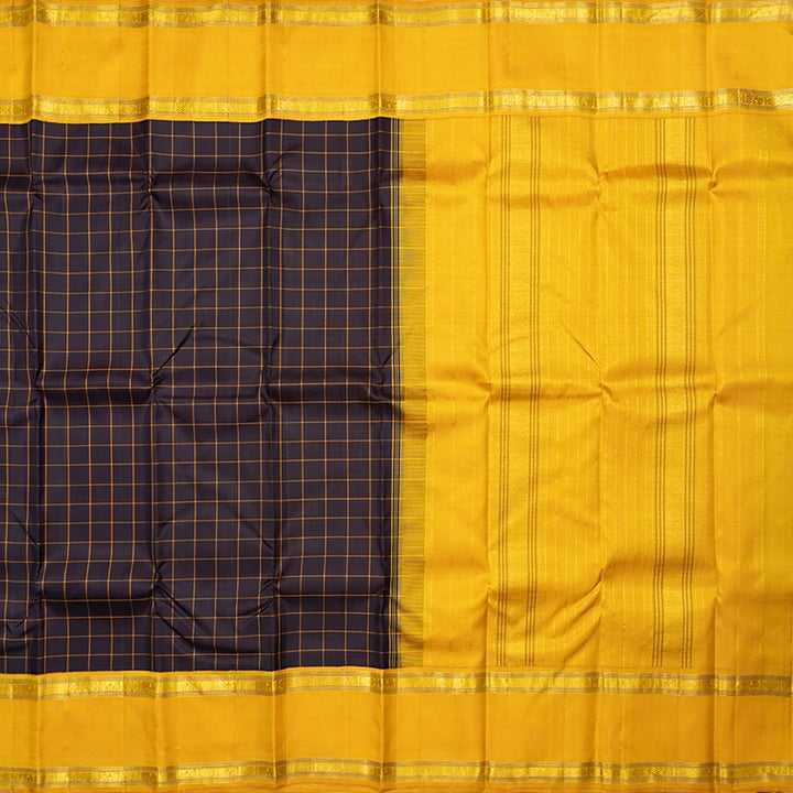 Hayagrivas Handloom Deep Purple Kanjivaram Silk Saree with Mustard Yellow Border KBF615G2-1