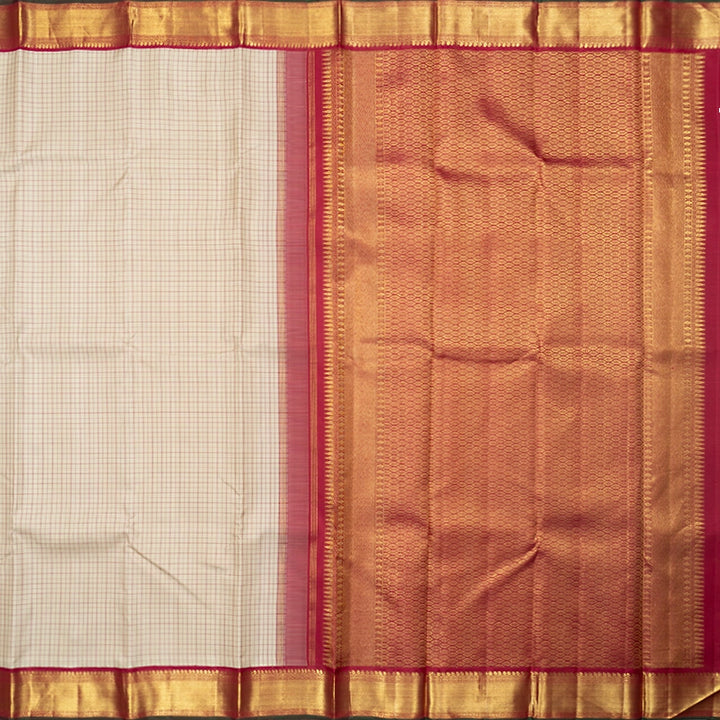 Hayagrivas Handloom Beige Kanjivaram Silk Saree with Araku Maroon Border KBF732G3-2