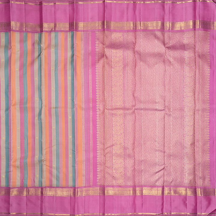 Hayagrivas Handloom Multicolour Stripes Kanjivaram Silk Saree with Rose Pink Border SSBFL424J1-1-BF424-SBS