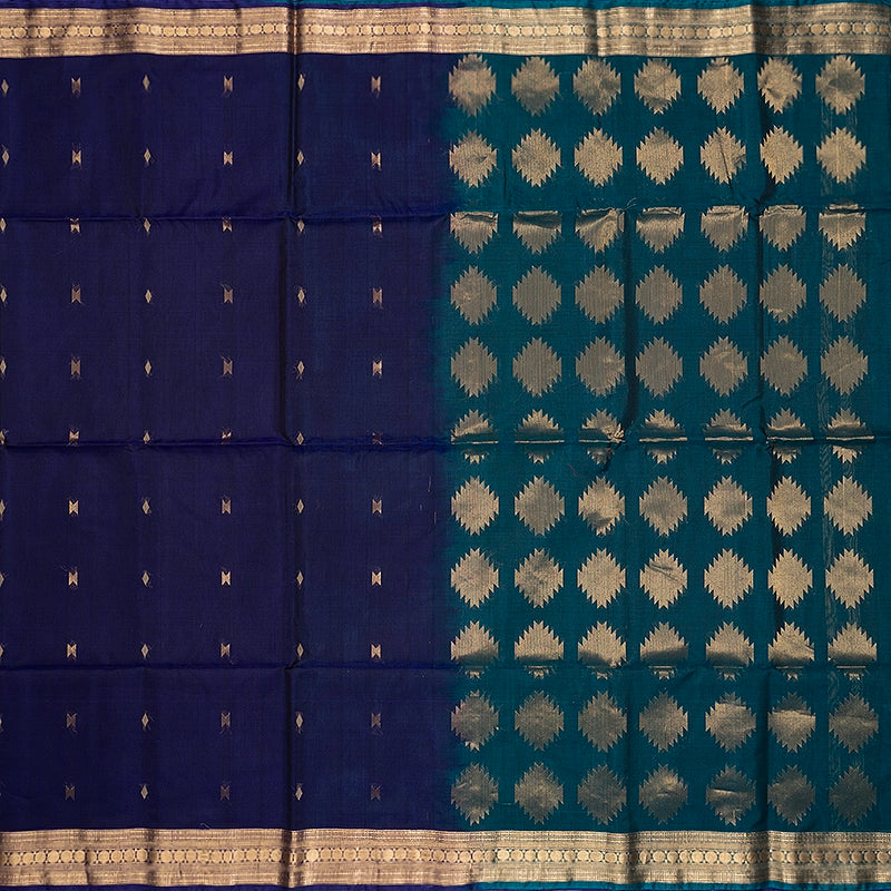 Hayagrivas Midnight Blue Kora Silk Cotton Saree SSCBF156H5-11