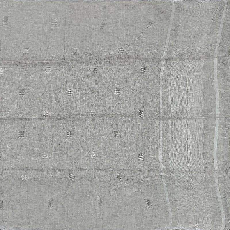 Hayagrivas Light Grey Handloom Linen Saree SSCBF68E2-1