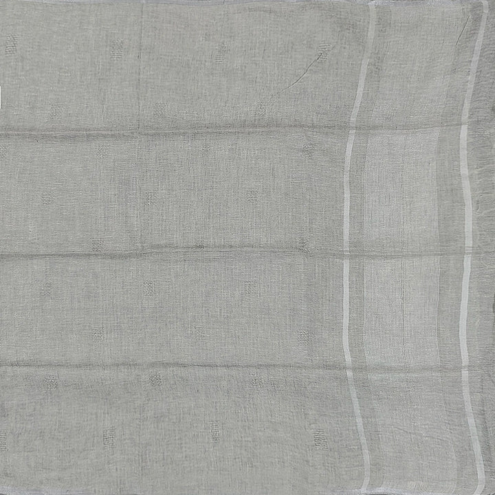 Hayagrivas Light Grey Handloom Linen Saree SSCBF68E2-1