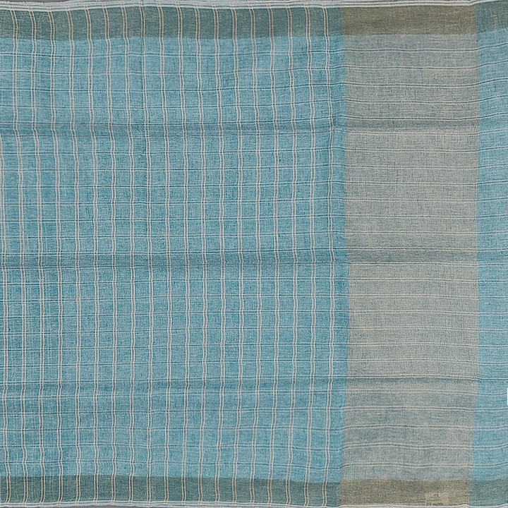 Hayagrivas Sky Blue Handloom Linen Saree SSCBF68E4-5