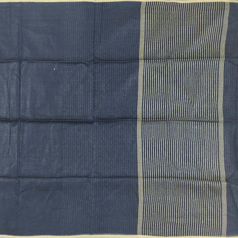 Hayagrivas Navy Blue Handloom Linen Saree SSCBF69E11-1