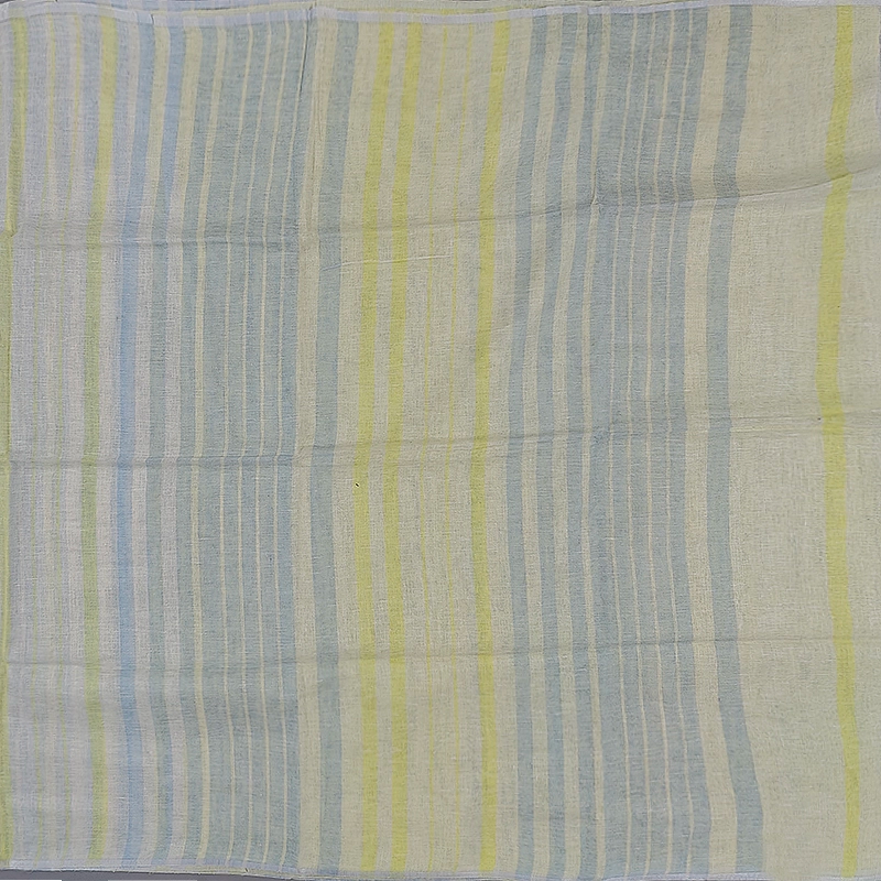 Hayagrivas Sky Blue &amp; Lemon Yellow Handloom Linen Saree SSCBF69E6-2