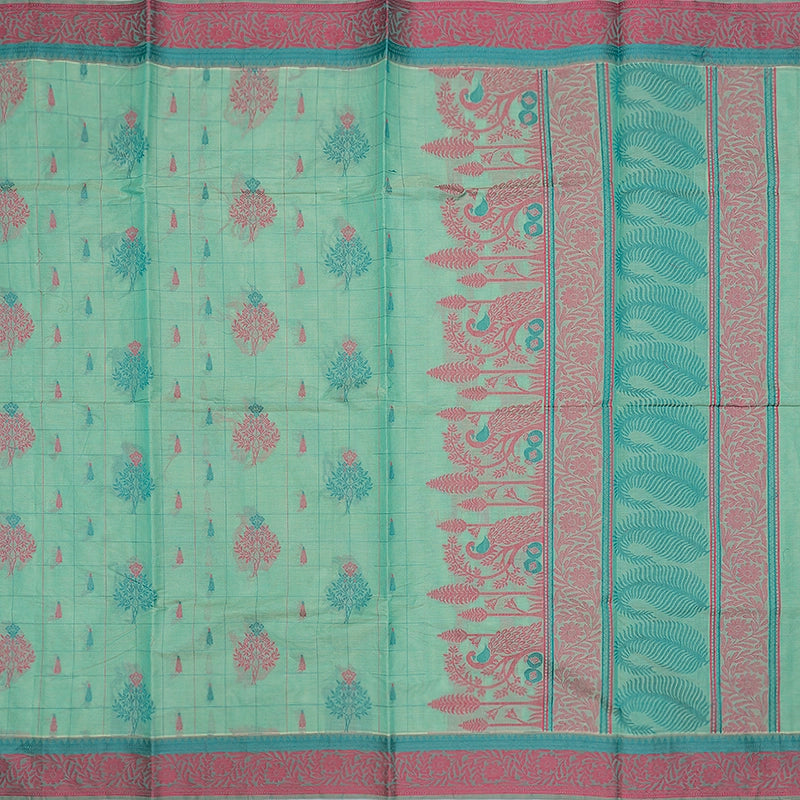 Hayagrivas Sea Green Handloom Cotton Saree SSSBF126H1-2