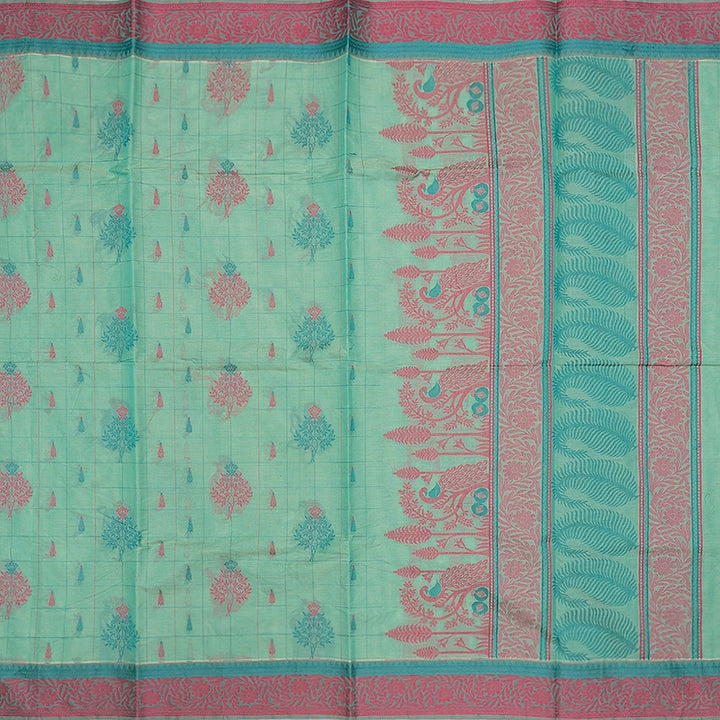 Hayagrivas Sea Green Handloom Cotton Saree SSSBF126H1-2