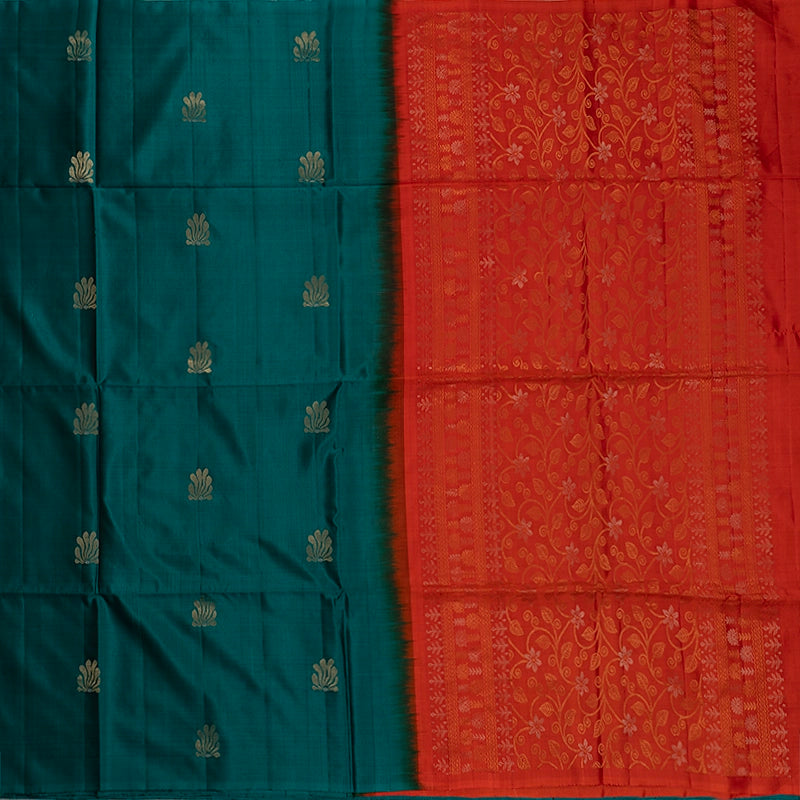 Hayagrivas Peacock Green Handloom Soft Silk Saree KBE654G12-2