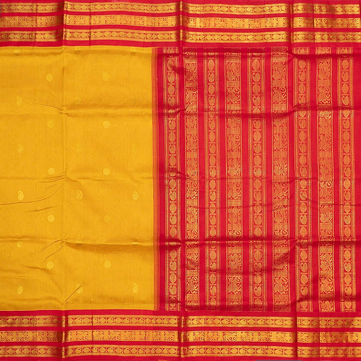 Hayagrivas Mustard Yellow Pure Silk Cotton Saree SSCBF16D4-3