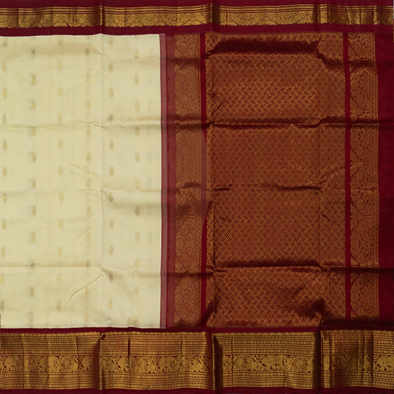 Hayagrivas Half-White Pure Silk Cotton Saree SSCBF16D4-21