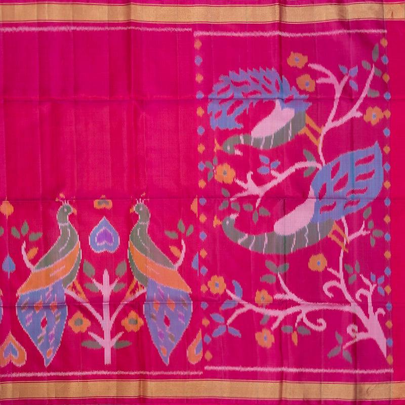 Hayagrivas Pink Handloom Ikkat Soft Silk Saree KBF55D1-13