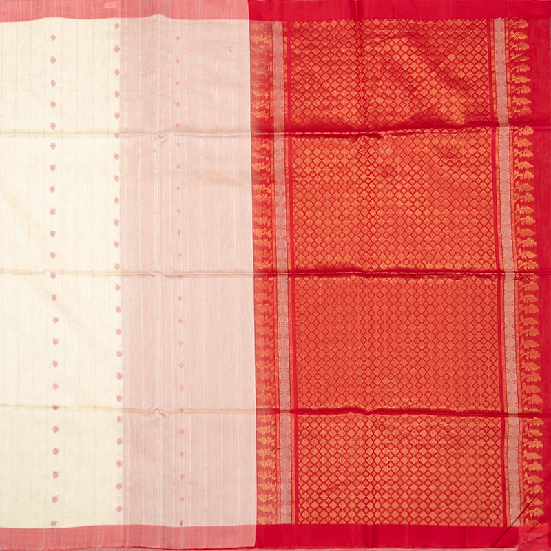 Hayagrivas Half-White Kora Silk Cotton Saree KBE2153A4-12