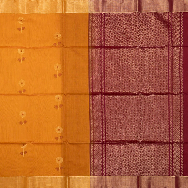 Hayagrivas Turmeric Yellow Ikkat Kora Silk Cotton Saree KSBE92A11-6