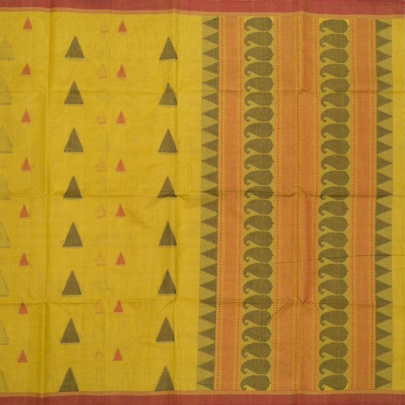 Hayagrivas Lime Green Handloom Kanchi Cotton Saree KSBE89A1-1