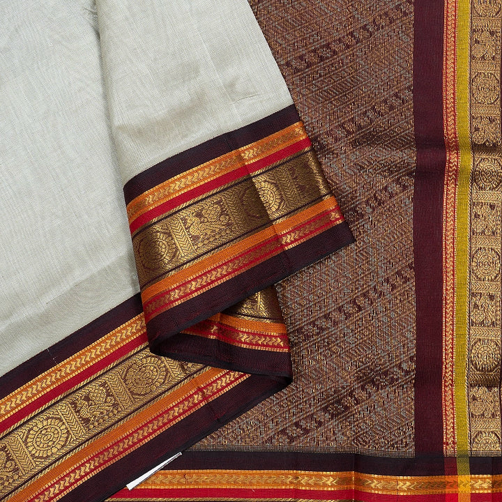 Hayagrivas Light Grey Pure Silk Cotton Saree SSCBF56E11-8