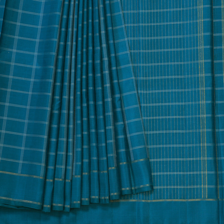 Hayagrivas Handloom Teal Blue Kanjivaram Silk Saree KBE2336B7-1