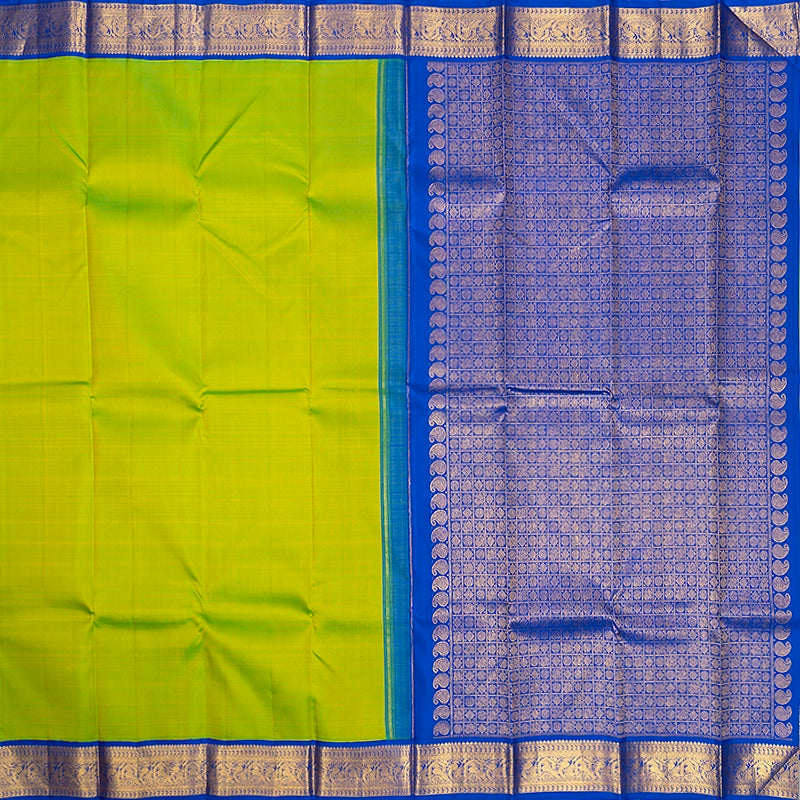 Hayagrivas Handloom Fluorescent Green Kanjivaram Silk Saree with Ms Blue Border KBF203E4-1