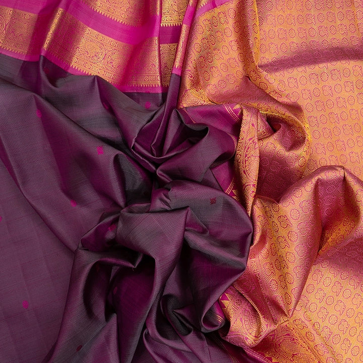 Hayagrivas Handloom Dual Tone (Purple & Grey) Kanjivaram Silk Saree KBF379F1-1