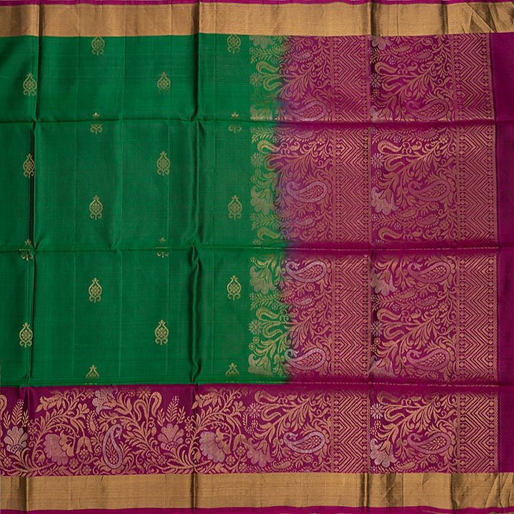Hayagrivas Dark Green Handloom Soft Silk Saree KBE1118I1-61