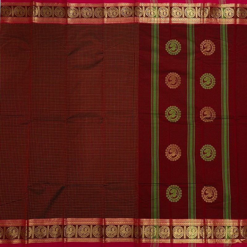 Hayagrivas Maroon Handloom Chettinad Cotton Saree KSBE1H14-8