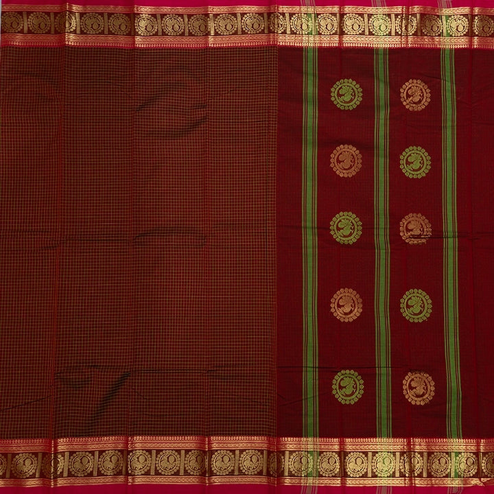 Hayagrivas Maroon Handloom Chettinad Cotton Saree KSBE1H14-8