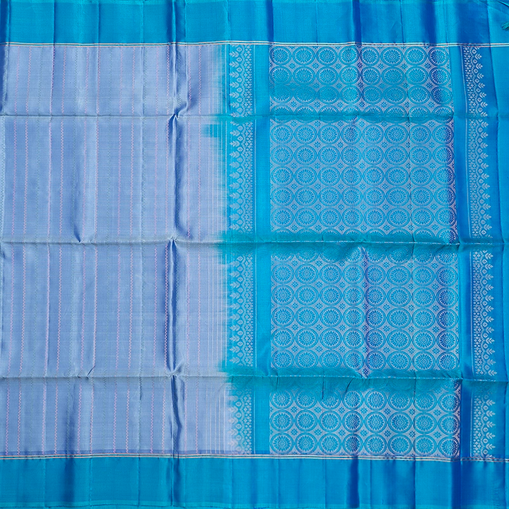 Hayagrivas Bluish Grey Handloom Soft Silk Saree KBF535G4-6