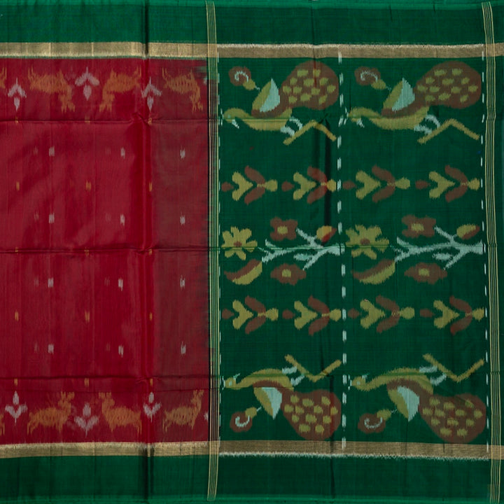 Hayagrivas Maroon Ikkat Kora Silk Cotton Saree KBE2274B1-1
