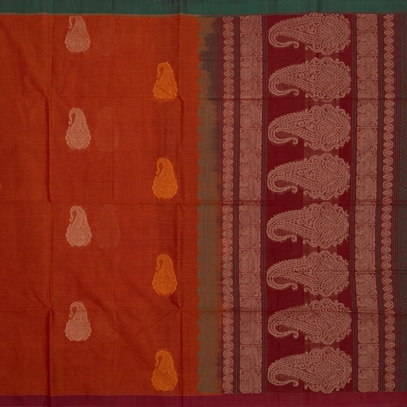 Hayagrivas Rust Orange Handloom Kanchi Cotton Saree KSBE90A7-3