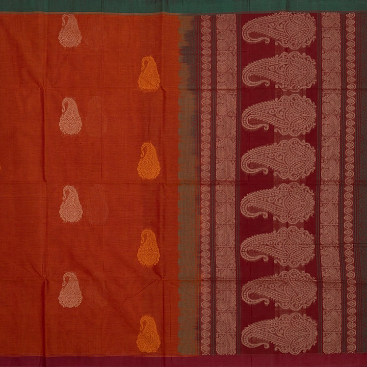 Hayagrivas Rust Orange Handloom Kanchi Cotton Saree KSBE90A7-3