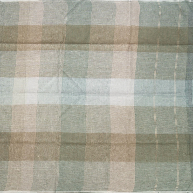 Hayagrivas Pista Green & Powder Blue Checks Handloom Linen Saree KBE2531C3-5