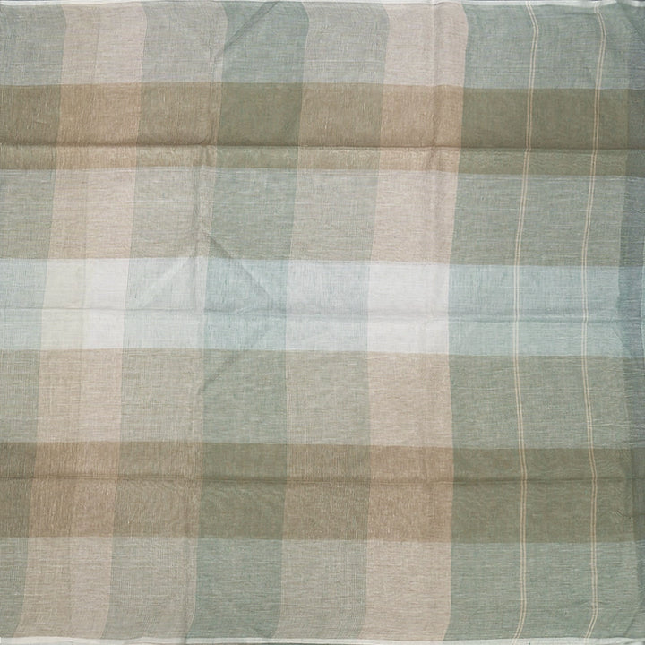 Hayagrivas Pista Green & Powder Blue Checks Handloom Linen Saree KBE2531C3-5