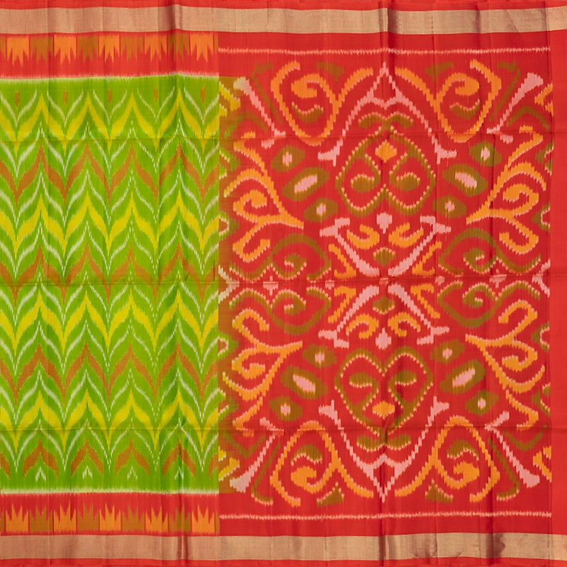 Hayagrivas Parrot Green Handloom Ikkat Soft Silk Saree KBE2150A1-25