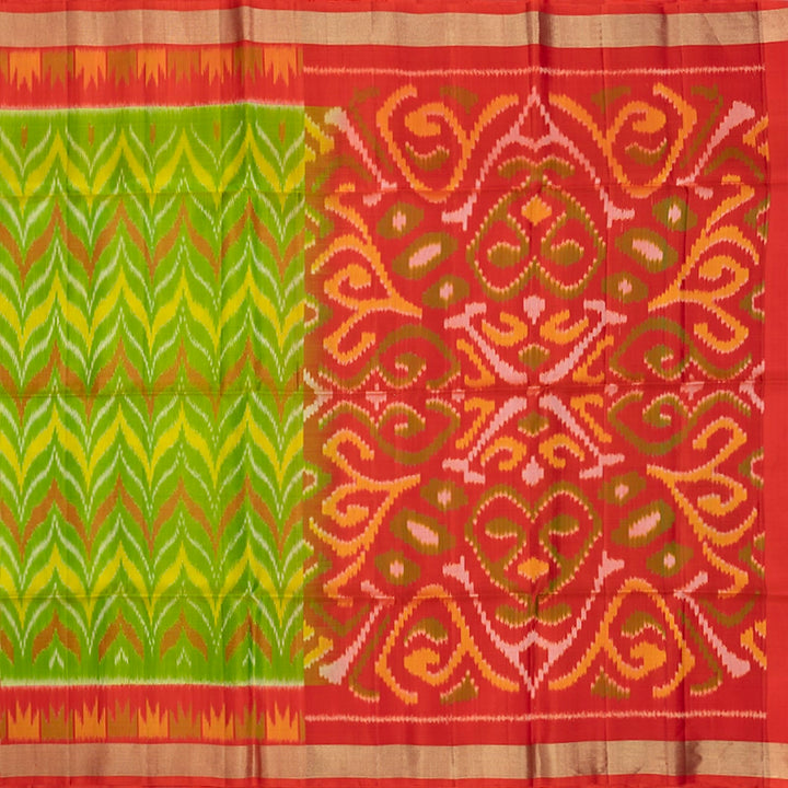 Hayagrivas Parrot Green Handloom Ikkat Soft Silk Saree KBE2150A1-25
