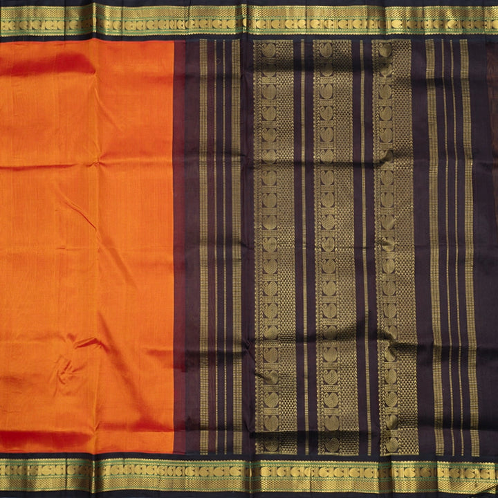 Hayagrivas Sunset Orange Pure Silk Cotton Saree SSCBF56E9-7