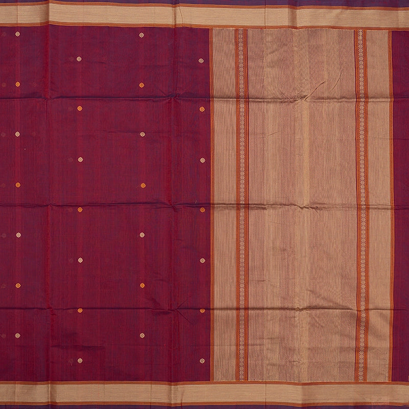 Hayagrivas Maroon Handloom Kanchi Cotton Saree SSCBF103F14-1