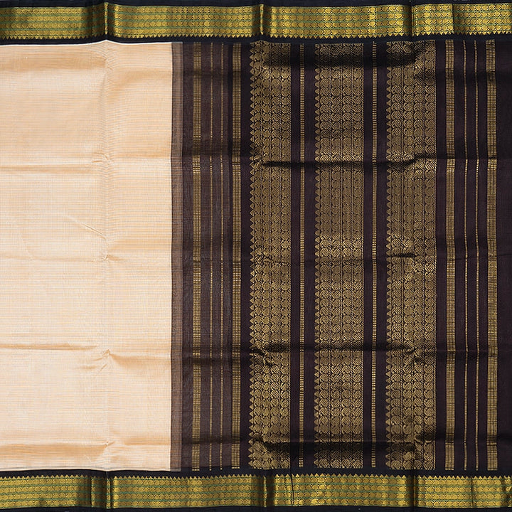 Hayagrivas Cream & Orange Stripes Pure Silk Cotton Saree SSCBF55E3-3