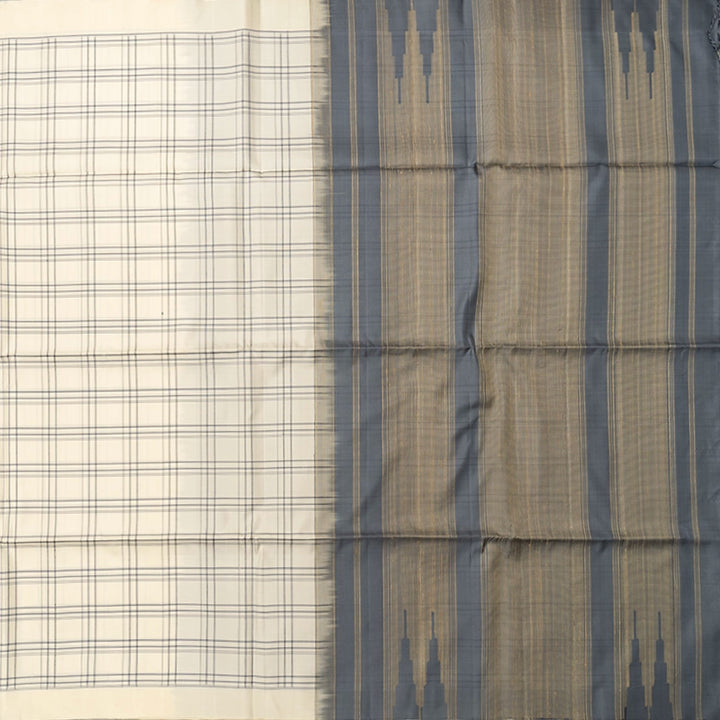 Hayagrivas Half-White Handloom Soft Silk Saree KBE1094I1-4