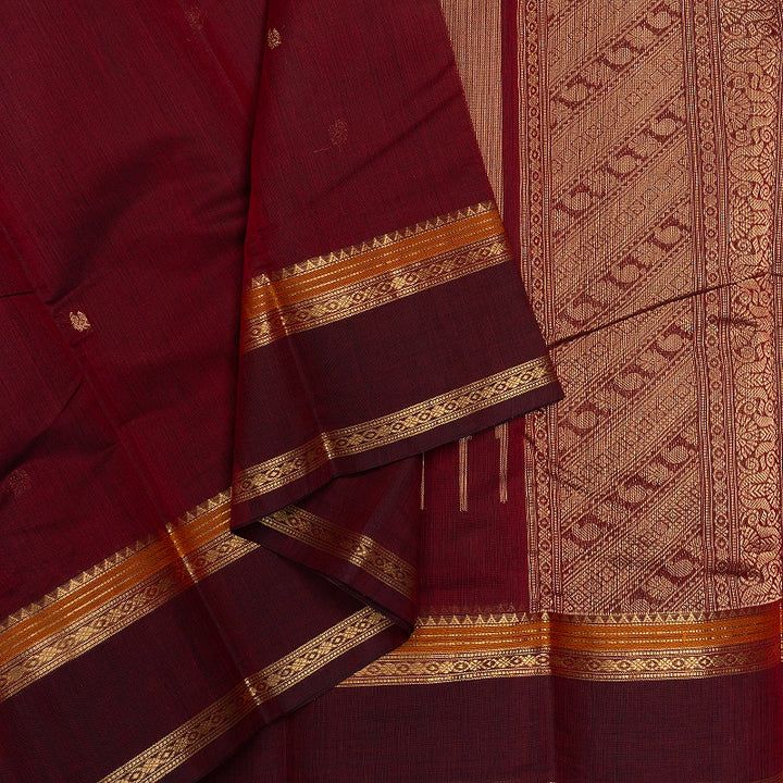 Hayagrivas Maroon Handloom Kanchi Cotton Saree SSCBF66E5-6