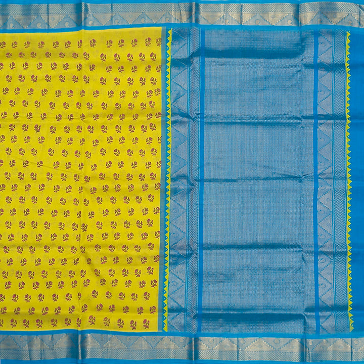 Hayagrivas Lime Green Pure Printed Silk Cotton Saree HBF62D4-5