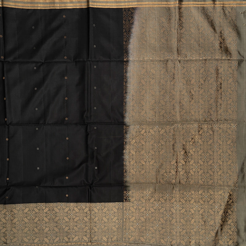 Hayagrivas Black Handloom Soft Silk Saree KBE653G9-3