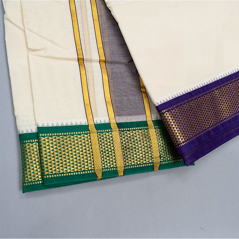 Hayagrivas Handloom 10*6 Cotton Dhoti KBF270E3-1