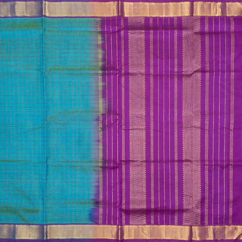 Hayagrivas Blue-Green Pure Silk Cotton Saree SSCBF53E9-1