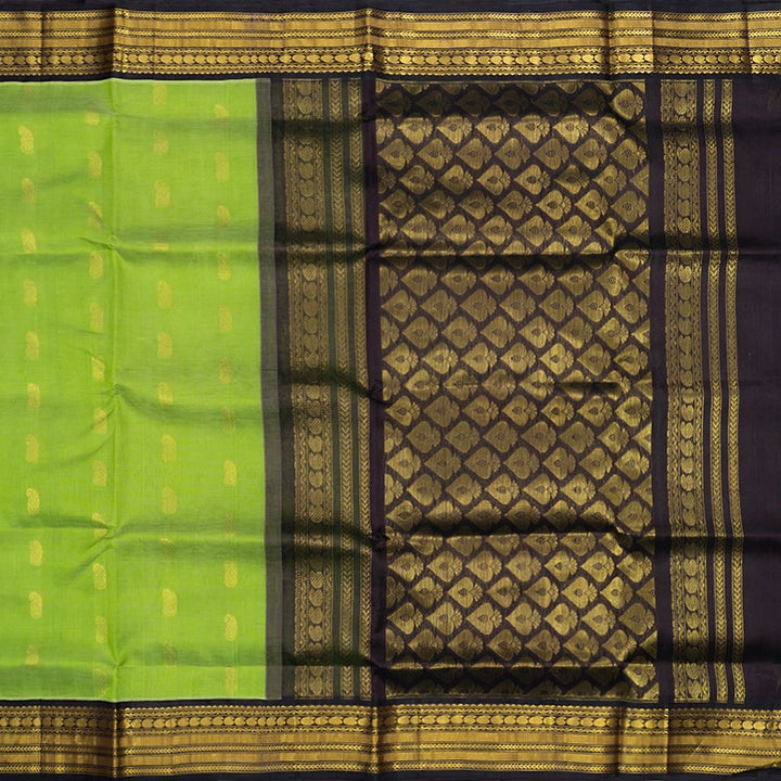 Hayagrivas Lime Green Pure Silk Cotton Saree SSCBF16D1-1