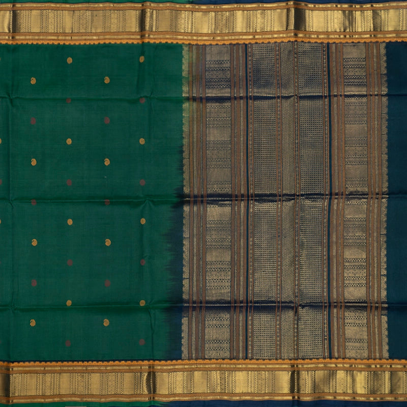 Hayagrivas Bottle Green Kora Silk Cotton Saree SSCBF14D6-32