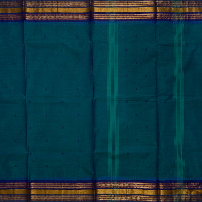 Hayagrivas Peacock Blue Handloom Chettinad Cotton Saree SSCBF63E5-8