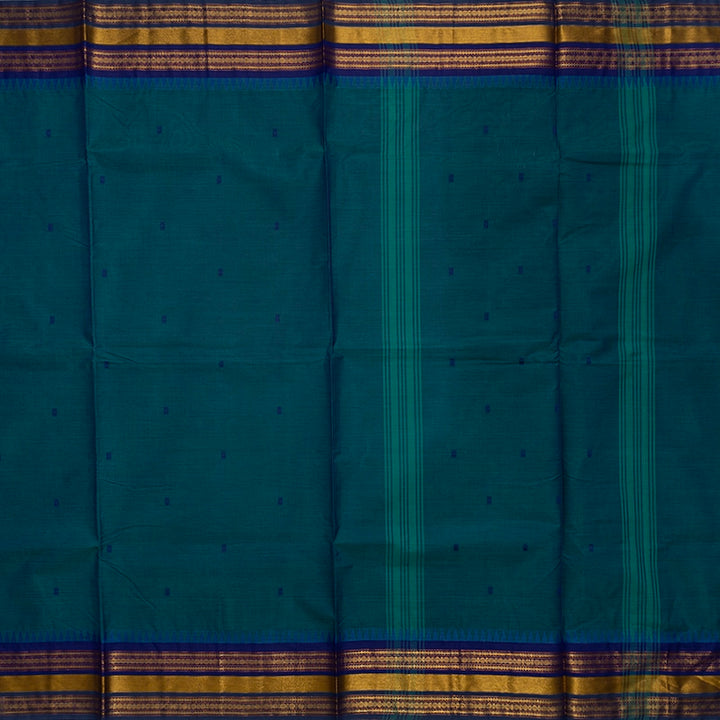 Hayagrivas Peacock Blue Handloom Chettinad Cotton Saree SSCBF63E5-8